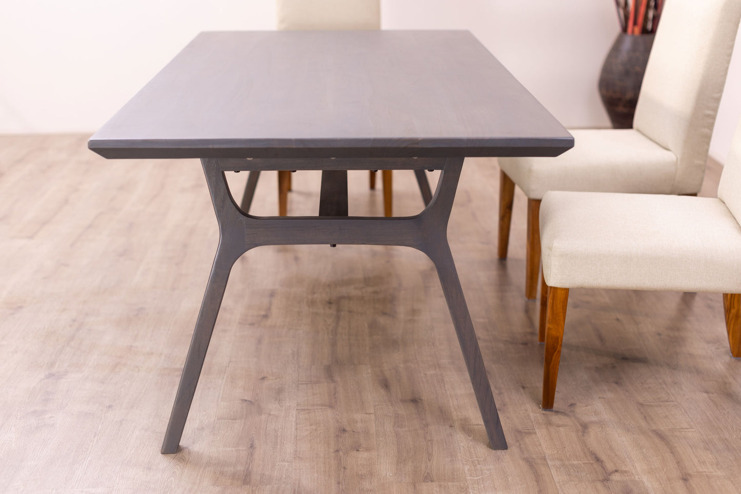 72x38" Alto Teak Dining Table, Smooth-Texture Anthracite Grey Finish