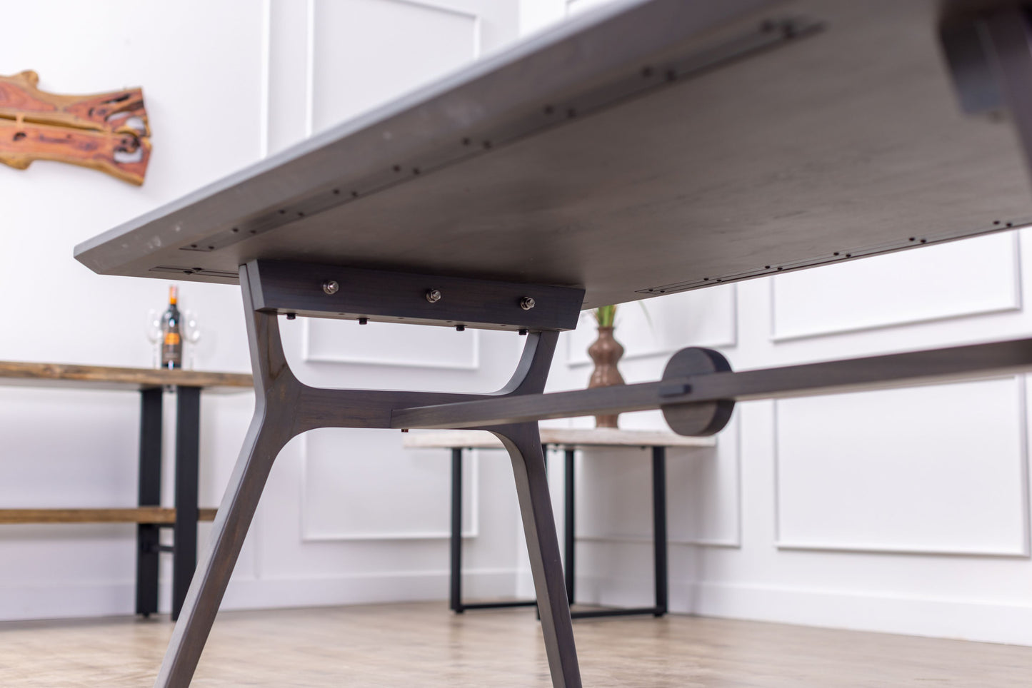72x38" Alto Teak Dining Table, Smooth-Texture Anthracite Grey Finish