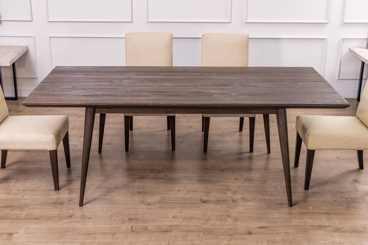 84x40" Chicago Oak Dining Table, Brushed-Texture Cocoa Finish