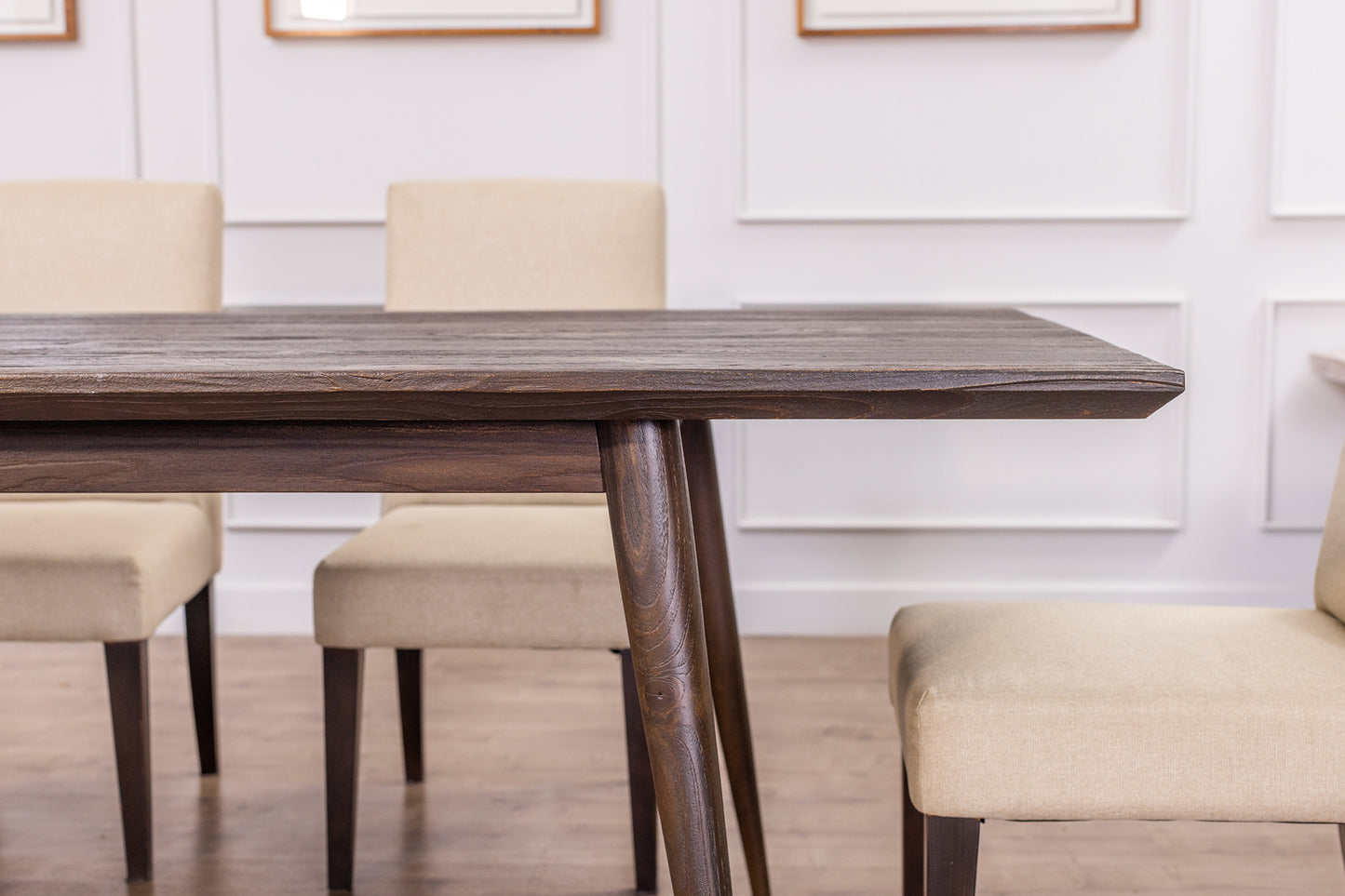 84x40" Chicago Oak Dining Table, Brushed-Texture Cocoa Finish