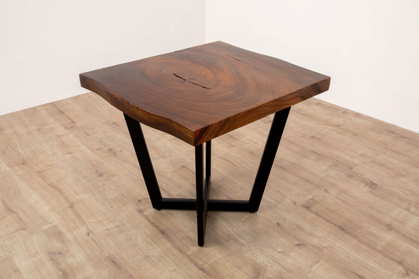 24x24" Acacia Live Edge Box Leg, Smooth-Texture Dark Chocolate Finish