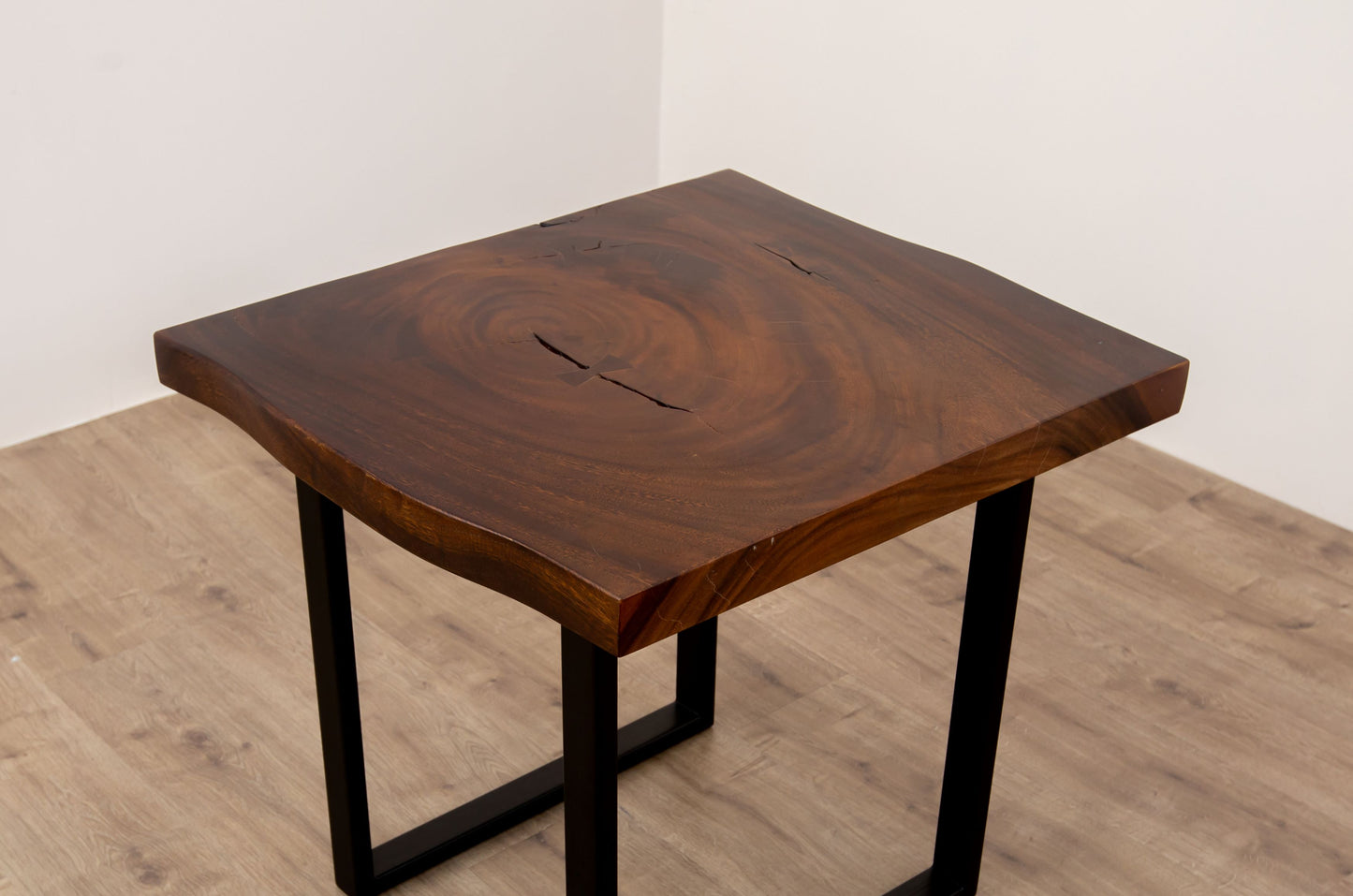 24x24" Acacia Live Edge Square Leg, Smooth-Texture Dark Chocolate Finish