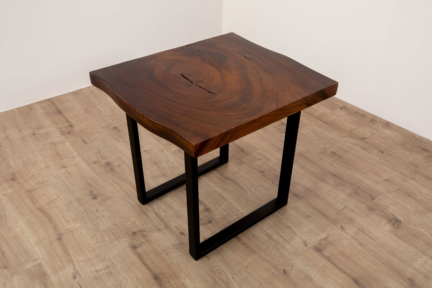 24x24" Acacia Live Edge Square Leg, Smooth-Texture Dark Chocolate Finish