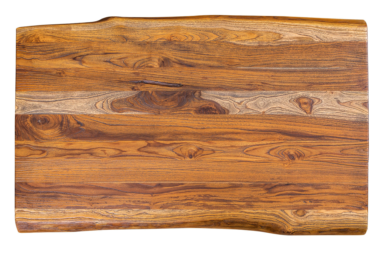 55x30" Teak Live Edge Coffee Table, Brushed-Texture Autumn Finish
