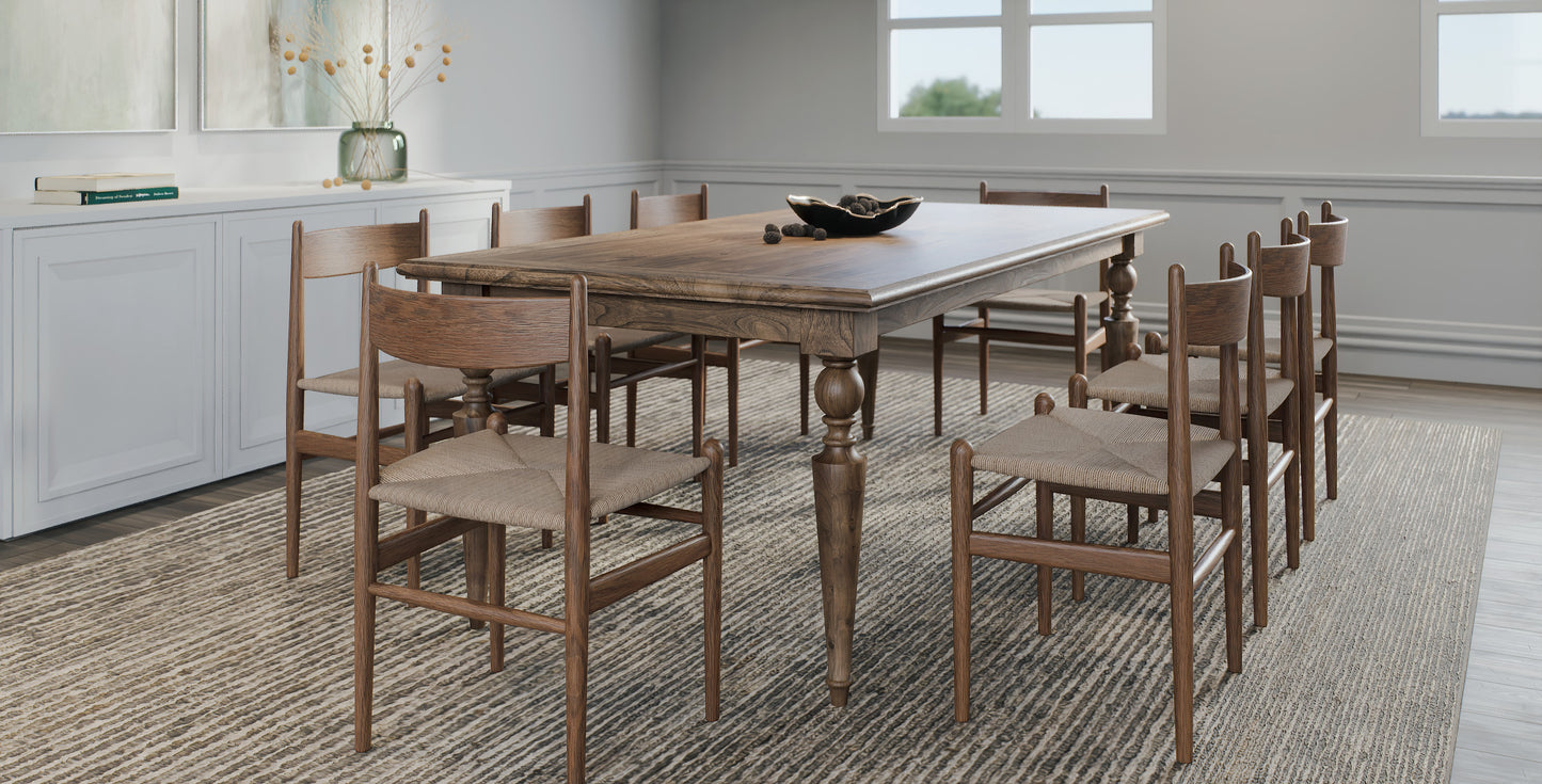 72x38" Rocheport Oak Dining Table, Brushed-Textured Cocoa Finish.