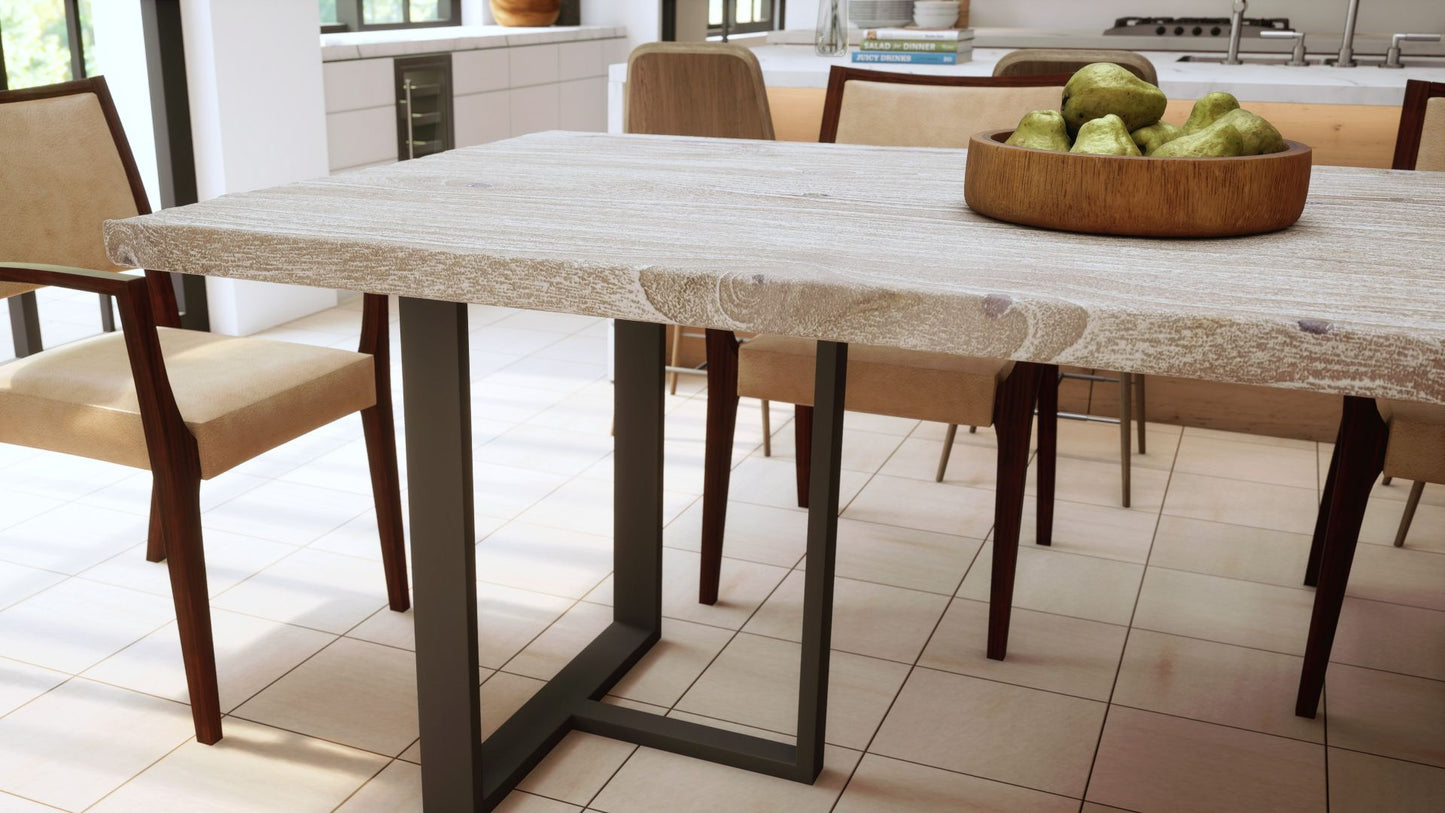 Teak Dining Table 84x40" Brushed-textured, Sun-Bleach Finish