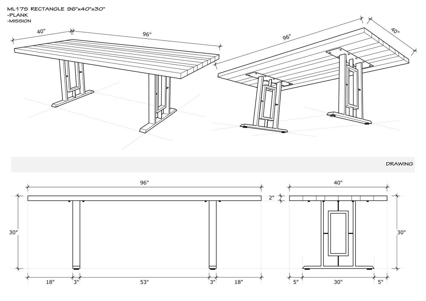Solid Oak Table Top 96x40" Brushed Texture, Sun-Bleach Finish