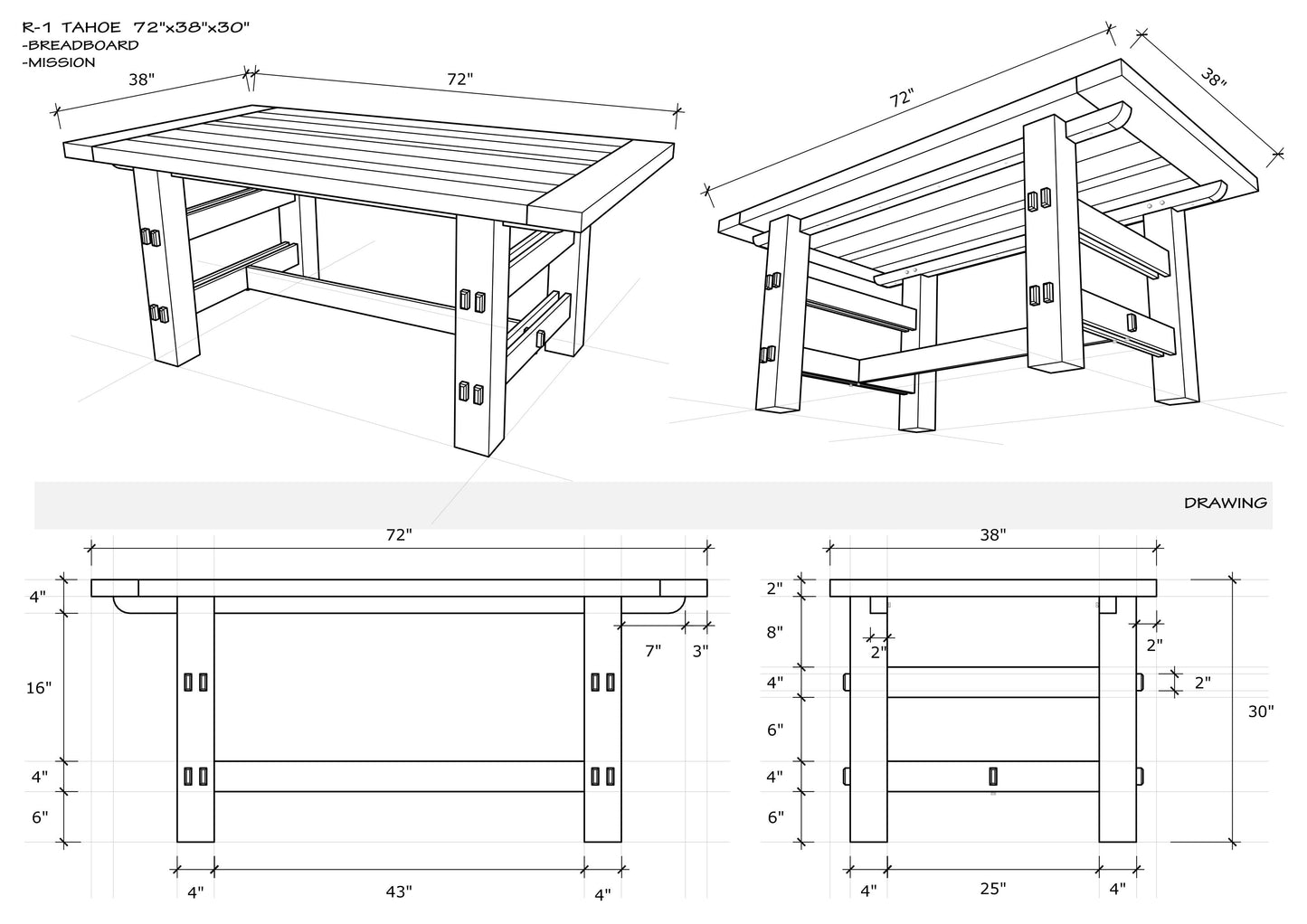 72x38" Tahoe Teak Dining Table, Smooth-Textured Natural Finish.