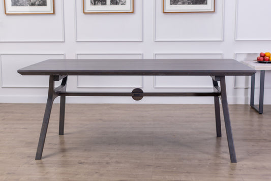 72x38" Alto Teak Dining Table, Smooth-Texture Anthracite Grey Finish