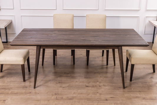 84x40" Chicago Oak Dining Table, Brushed-Texture Cocoa Finish