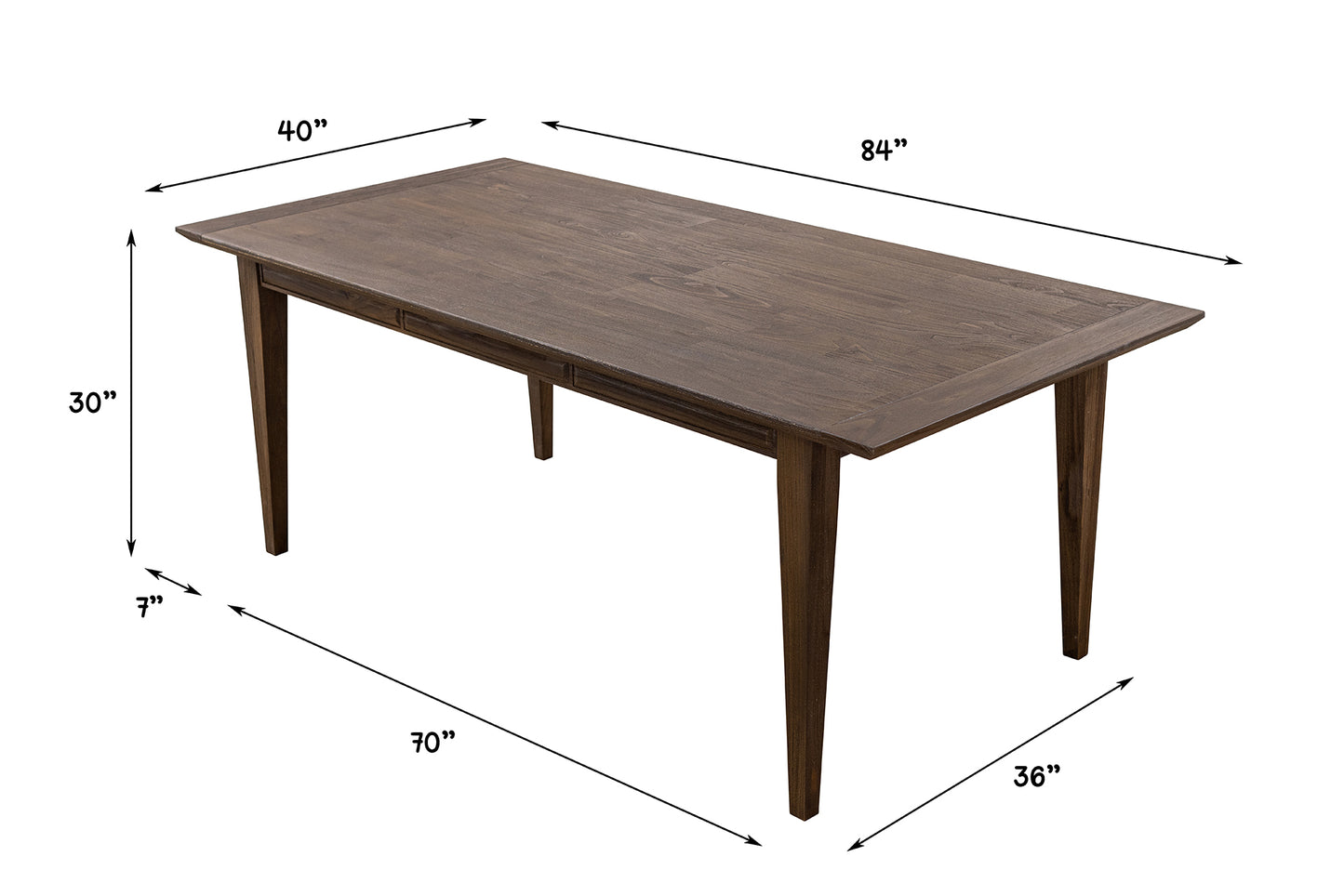 Finger-Jointed 84x40" Solvang Solid Teak Dining Table, Brushed-Textured Cocoa Finish