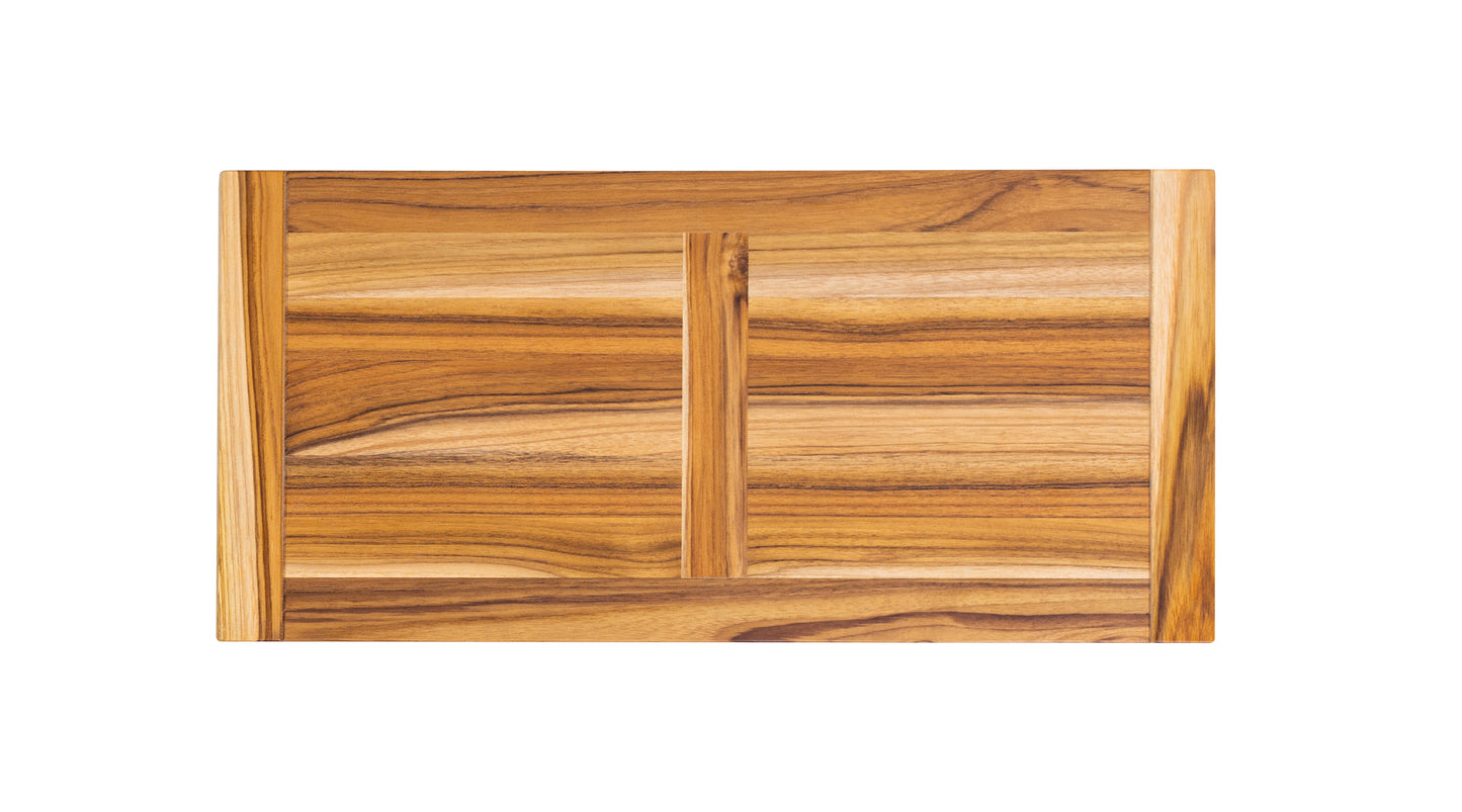 72x38" Tahoe Teak Dining Table, Smooth-Textured Natural Finish.