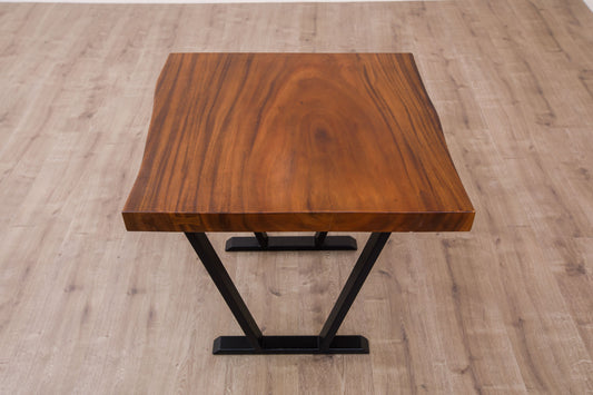 30x30" Acacia Live Edge Side Table, Smooth-Texture Milk Chocolate Finish