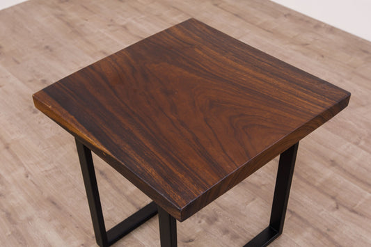 30x30" Acacia Mission Edge Side Table, Smooth-Texture Milk Chocolate Finish