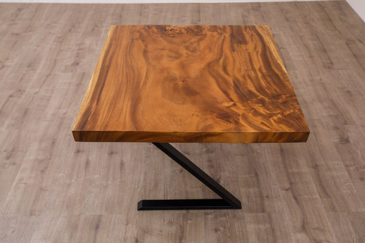 30x30" Acacia Mission Edge Side Table, Smooth-Texture Natural Finish