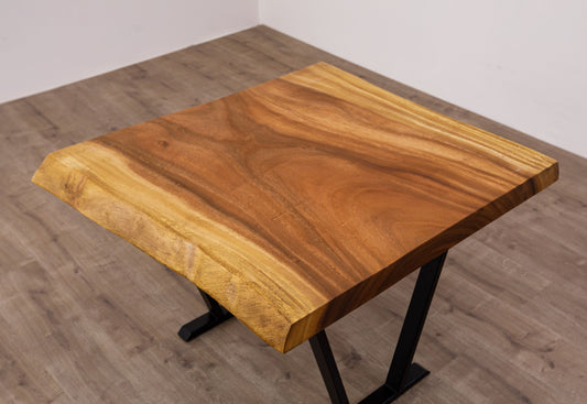 30x30" Acacia Live Edge Side Table, Smooth-Texture Natural Finish