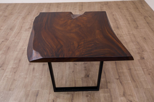 30x30" Acacia Live Edge Side Table, Smooth-Texture Dark Chocolate Finish
