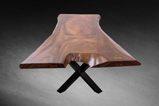 Acacia Slab 97x49" Live Edge, Smooth-Texture Milk Chocolate Finish