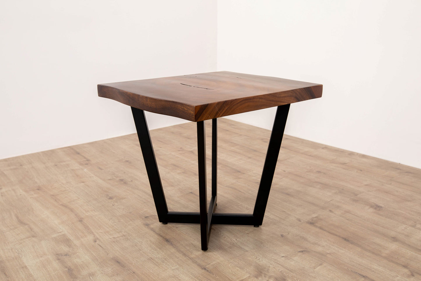 24x24" Acacia Live Edge Box Leg, Smooth-Texture Dark Chocolate Finish