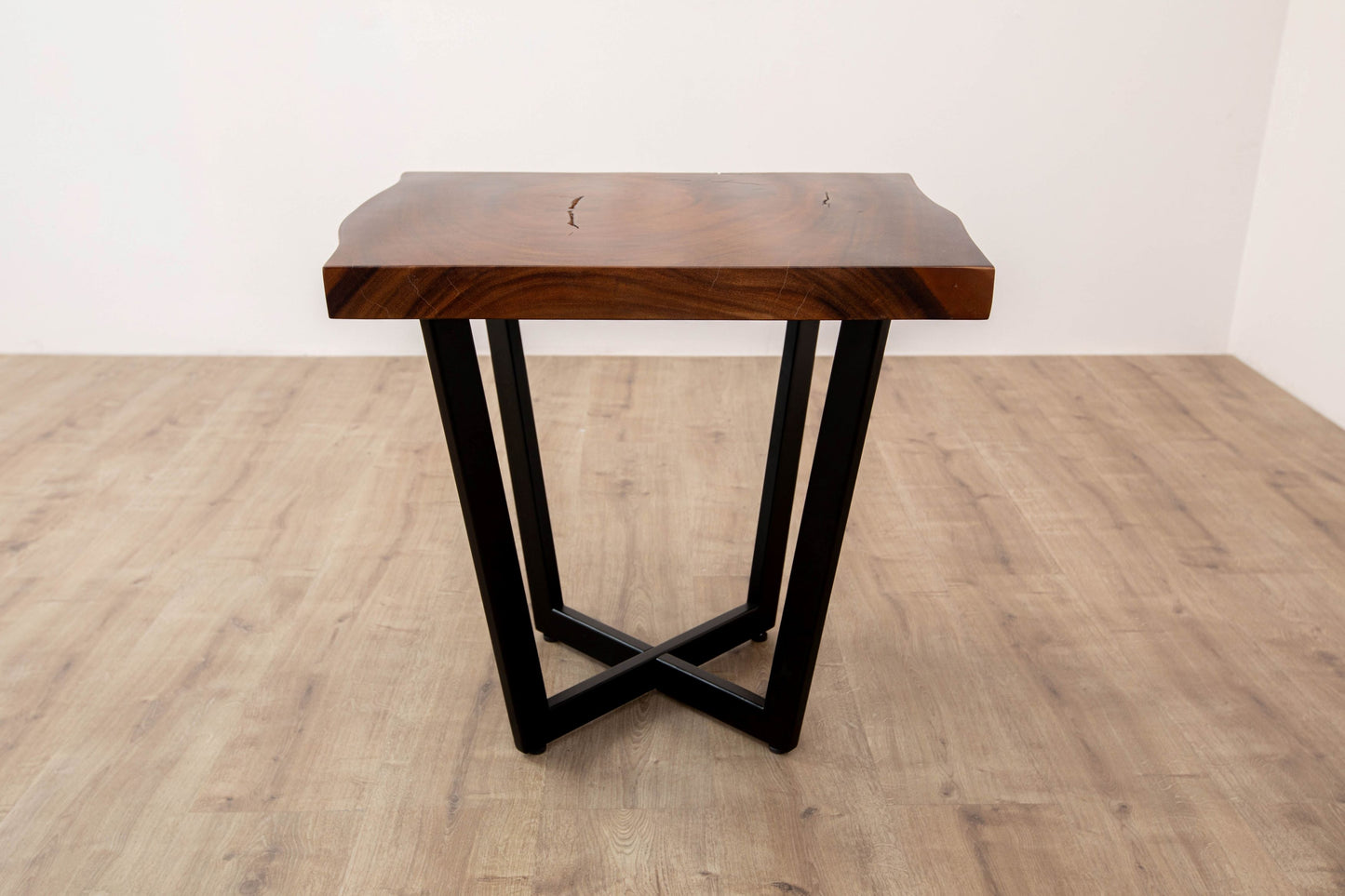 24x24" Acacia Live Edge Box Leg, Smooth-Texture Dark Chocolate Finish