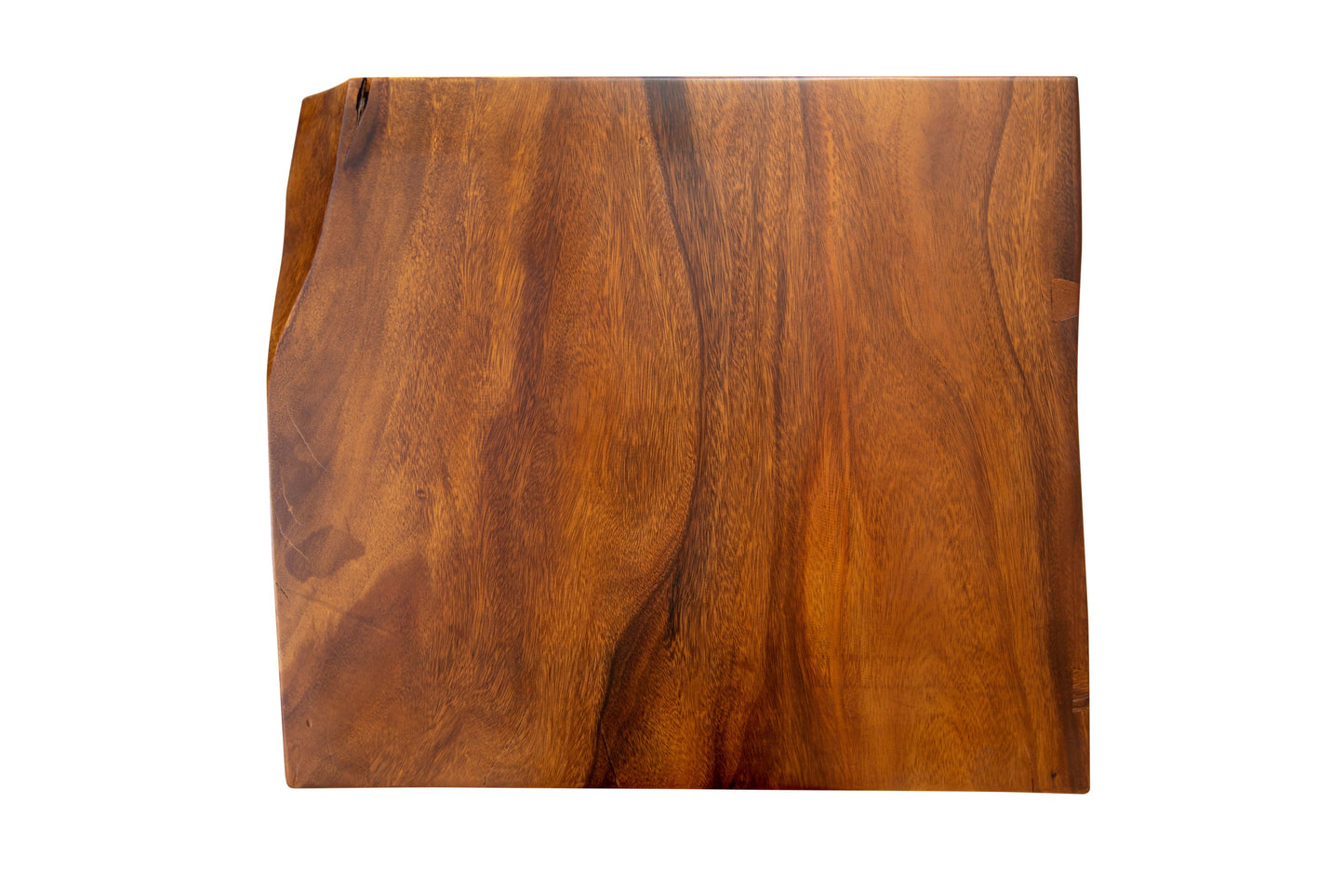 24x24" Acacia Live Edge Square Leg, Smooth-Texture Milk Chocolate Finish
