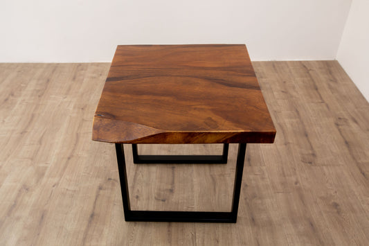 24x24" Acacia Live Edge Square Leg, Smooth-Texture Milk Chocolate Finish