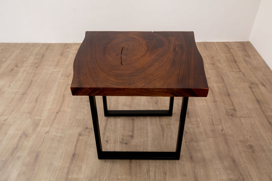 24x24" Acacia Live Edge Square Leg, Smooth-Texture Dark Chocolate Finish