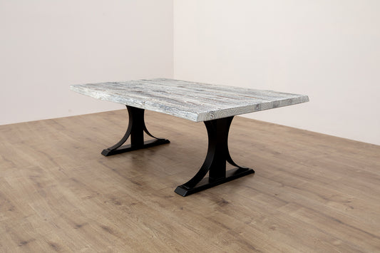 55x30" Teak Live Edge Coffee Table, Brushed-Texture Weathered Finish