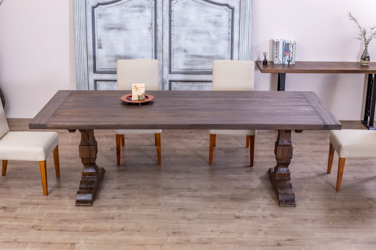 84x40" Simeon Teak Dining Table, Brushed-Textured Cocoa Finish