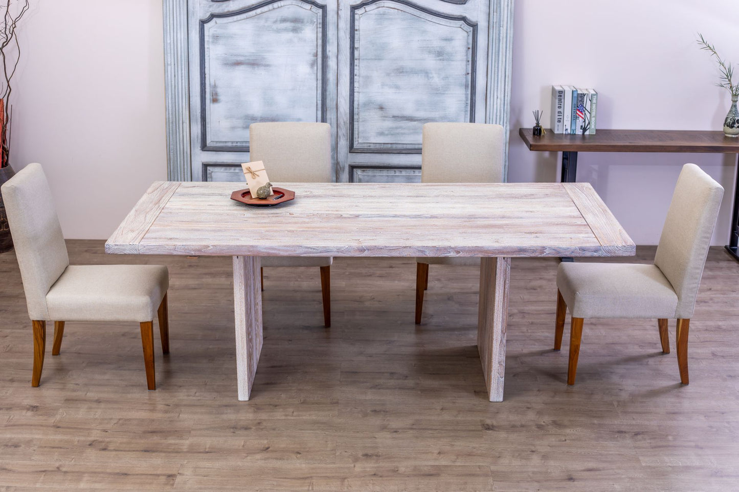 Teak Dining Table 72x38" Brushed-textured, Sun-Bleach Finish