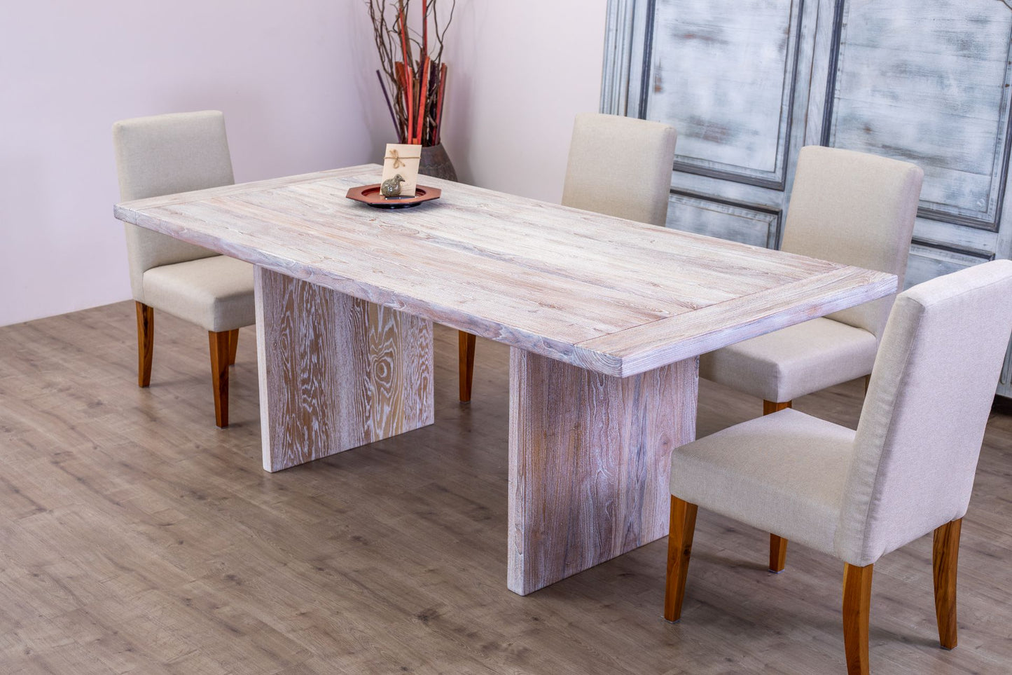 Teak Dining Table 72x38" Brushed-textured, Sun-Bleach Finish