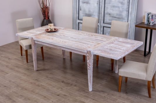 60x38"/100" Wynwood Oak Extension Dining Table, Brushed-Textured Sun Bleached Finish