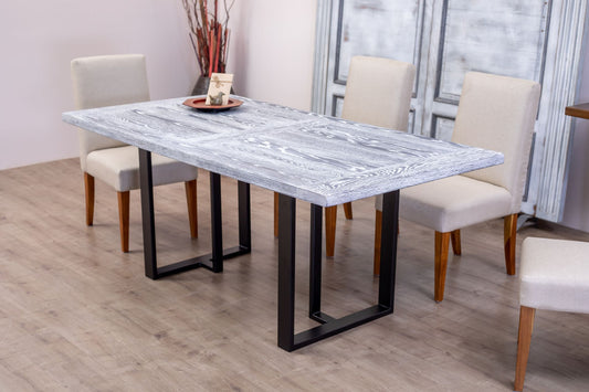 Solid Oak Table Top 72x38" Brushed Texture, Weathered Finish