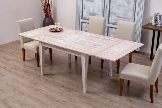 60x38"/92" Solvang Oak Extension Dining Table, Brushed-Textured Sun Bleached Finish