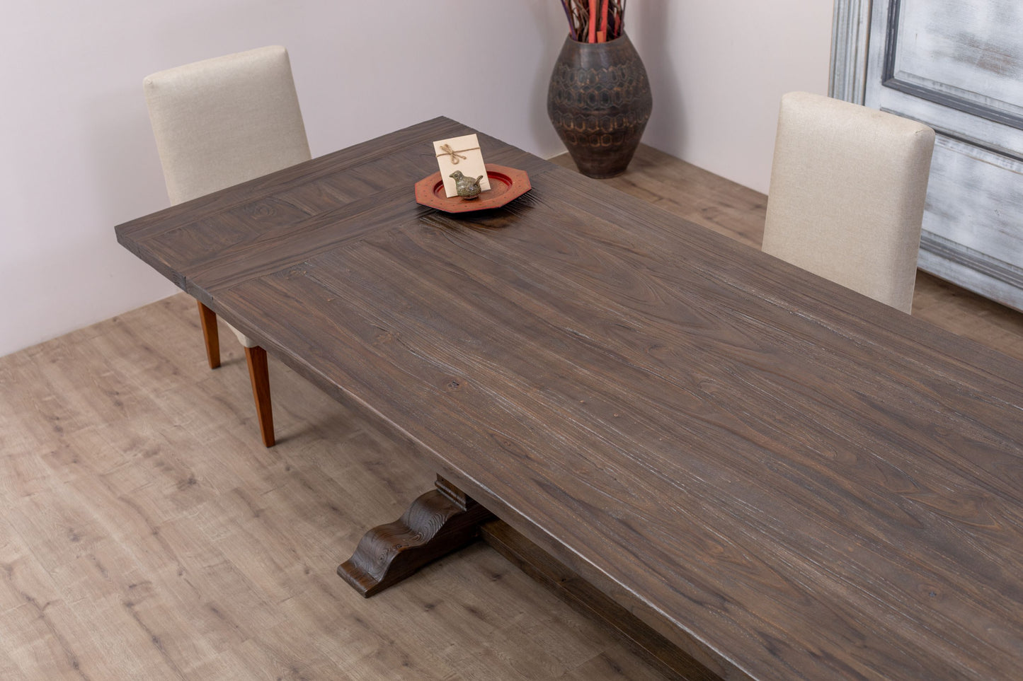 84x40" Simeon Teak Dining Table, Brushed-Textured Cocoa Finish