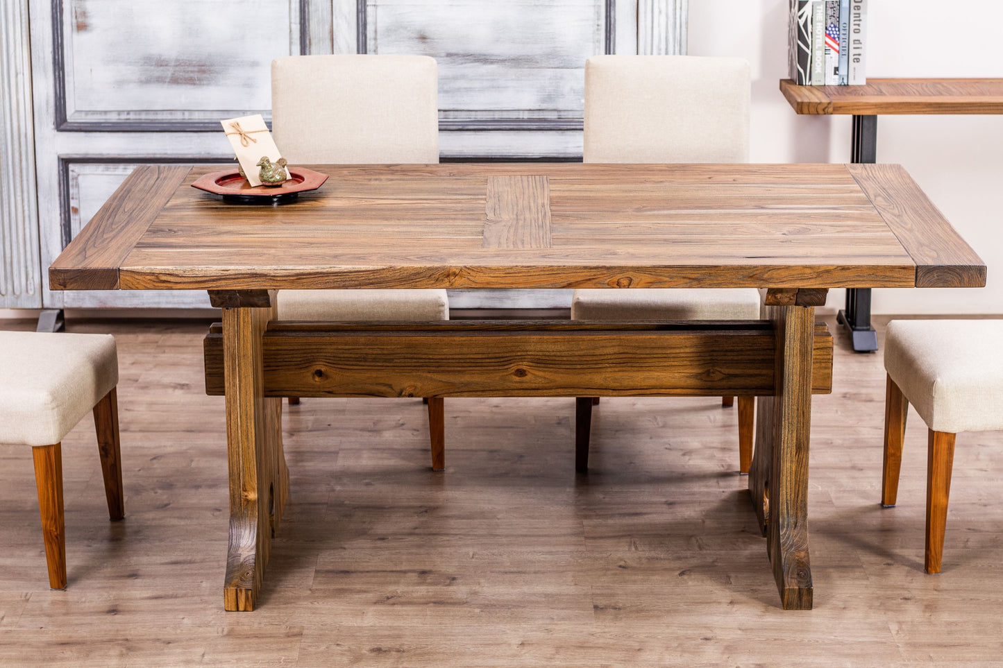 72x38" Cheyenne Teak Dining Table, Brushed-Textured Autumn Finish.