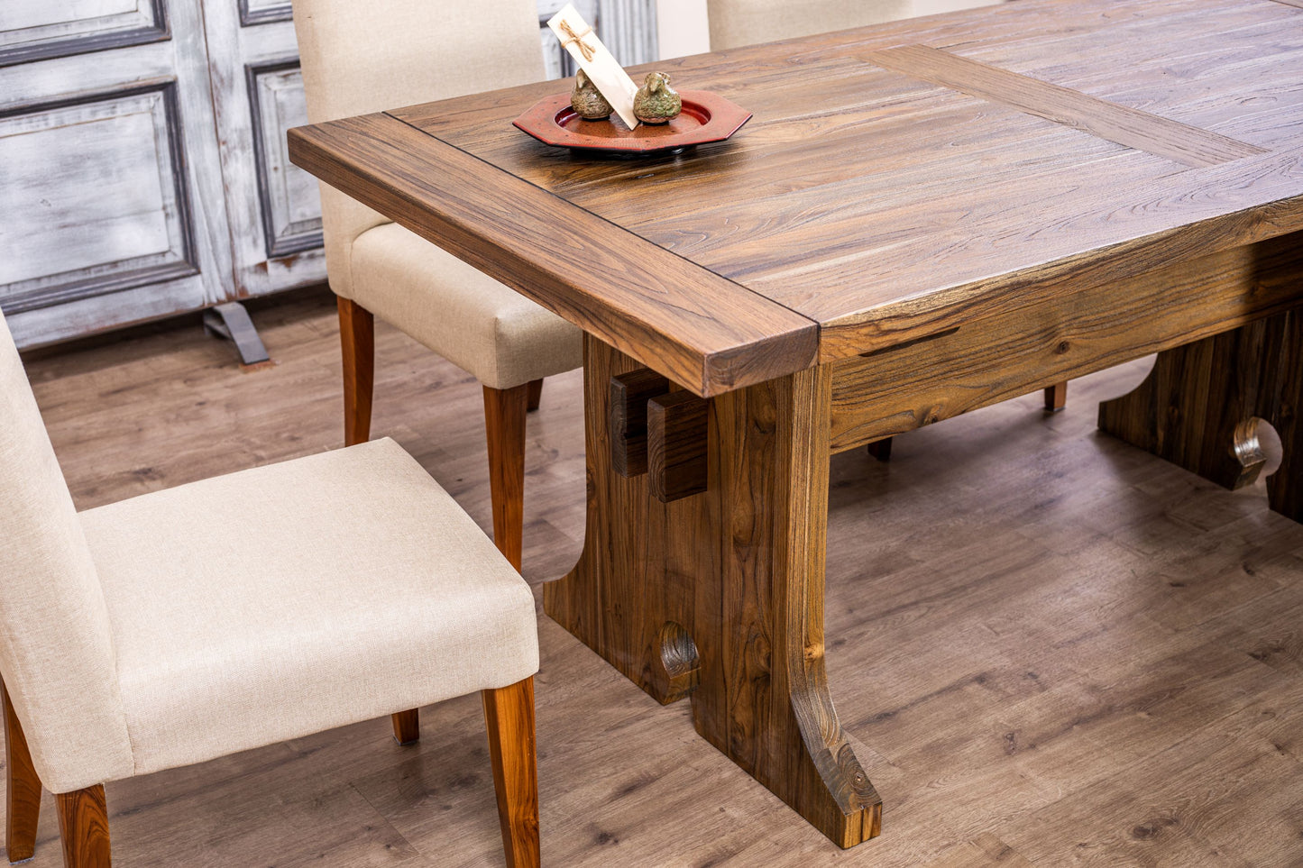 72x38" Cheyenne Teak Dining Table, Brushed-Textured Autumn Finish.