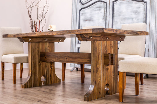 72x38" Cheyenne Teak Dining Table, Brushed-Textured Autumn Finish.