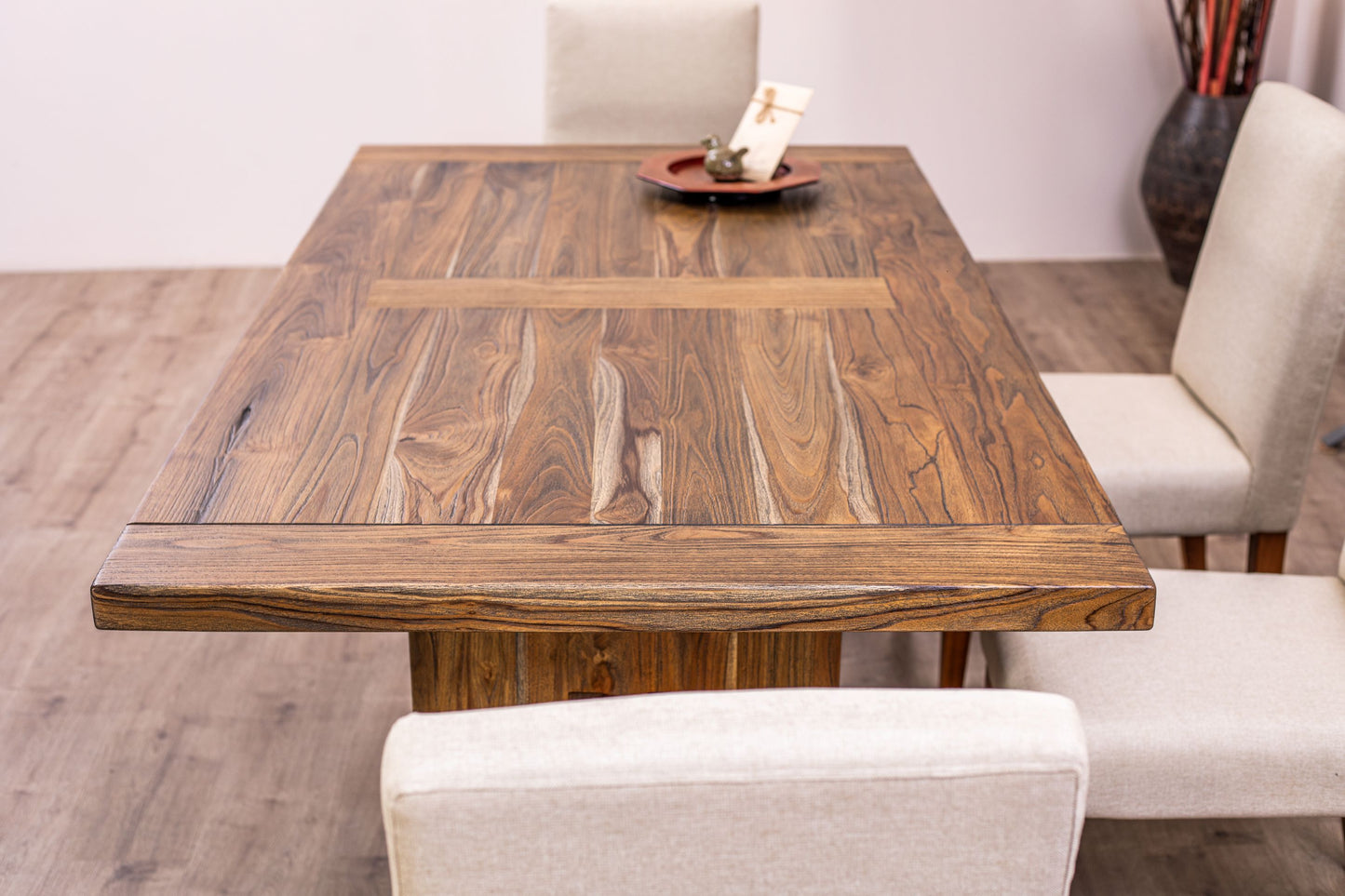 72x38" Cheyenne Teak Dining Table, Brushed-Textured Autumn Finish.