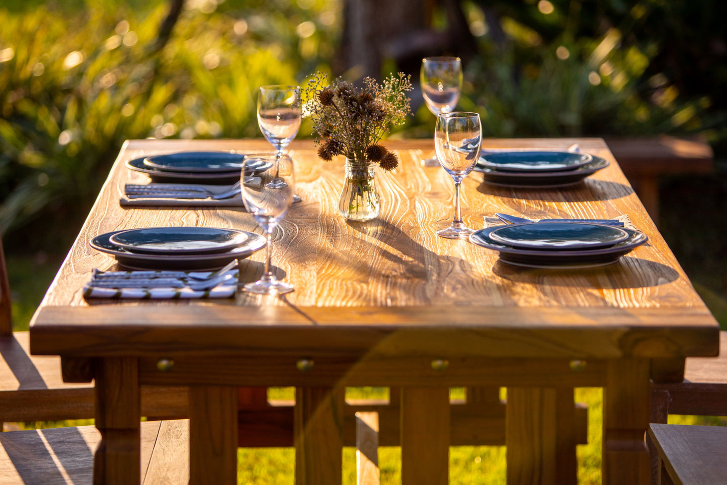 72x38" Sonora Teak Dining Table, Brushed-Textured Natural Finish