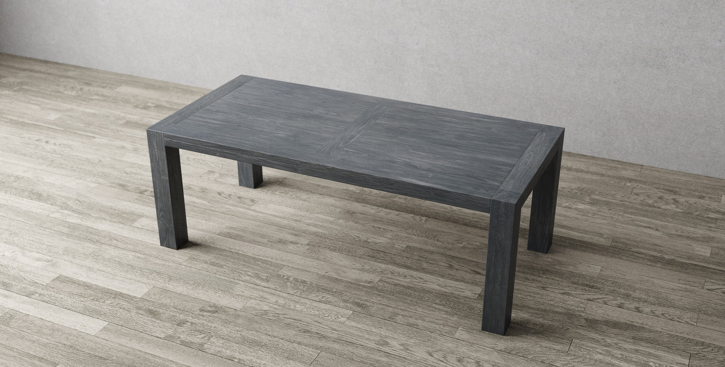 60x38" Teak La Jolla Dining Table, Brushed-textured Anthracite Grey finish