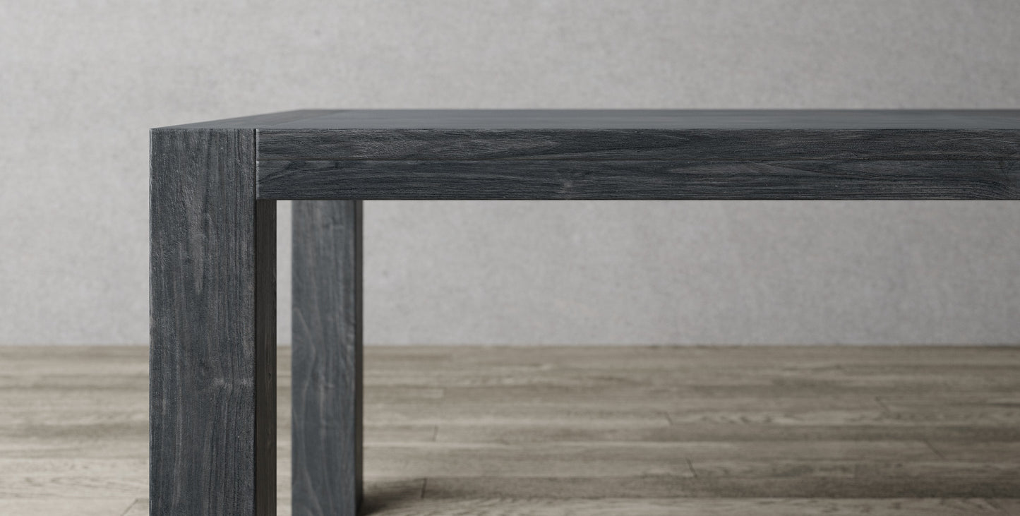 60x38" Teak La Jolla Dining Table, Brushed-textured Anthracite Grey finish