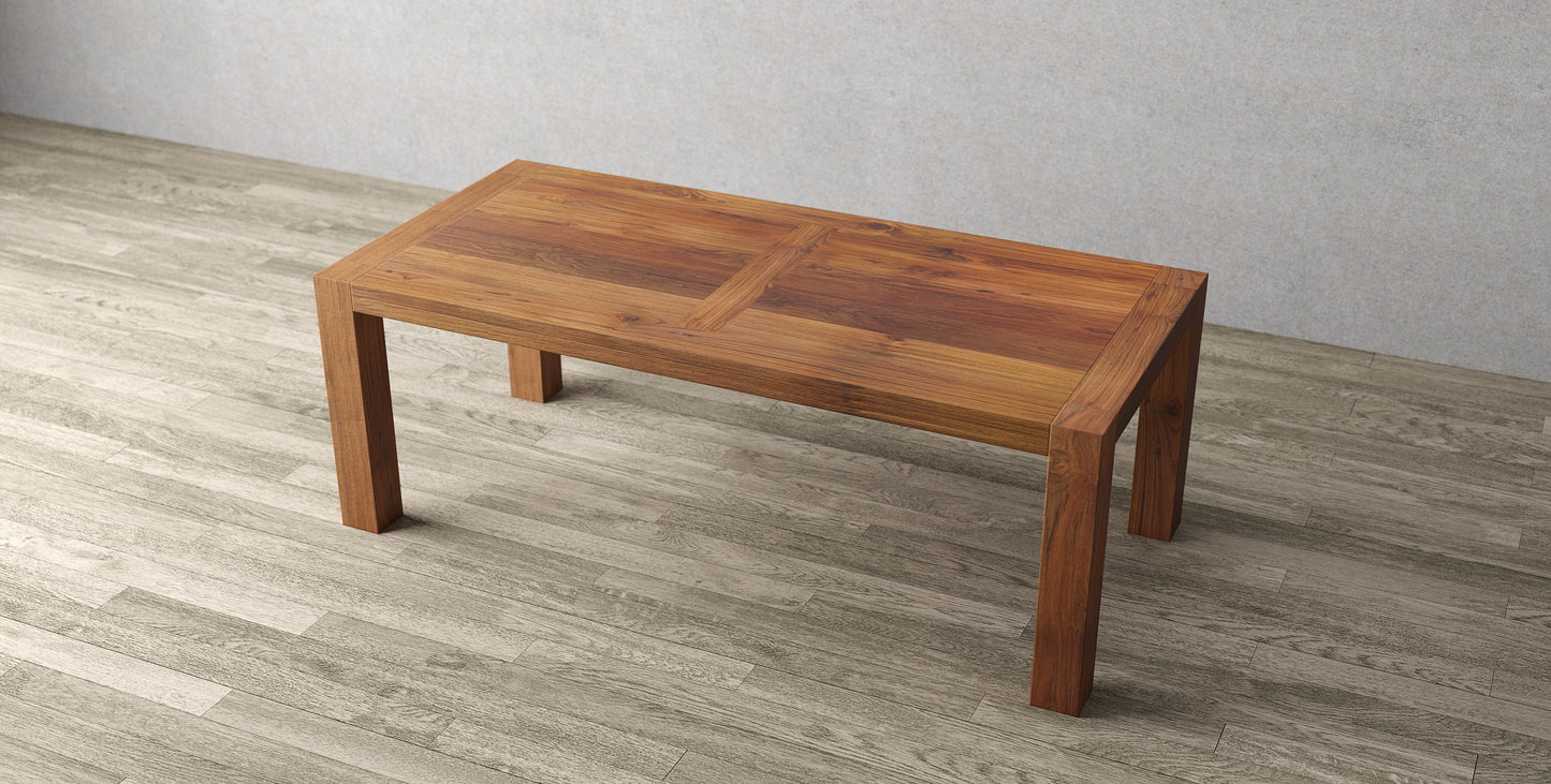 84x40" Teak La Jolla Dining Table, Brushed-textured Natural finish