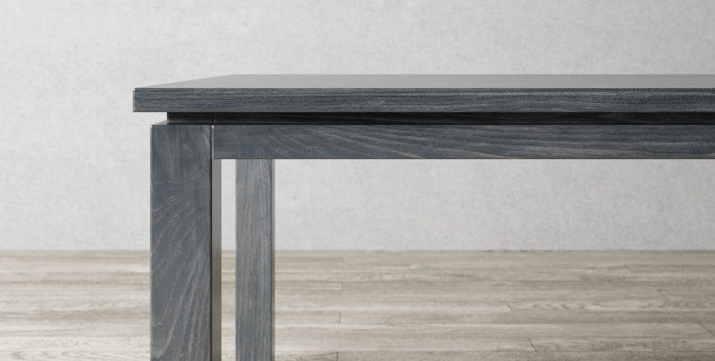 72x38" Oak Dandridge Dining Table, Brushed-Textured Anthracite Grey Finish