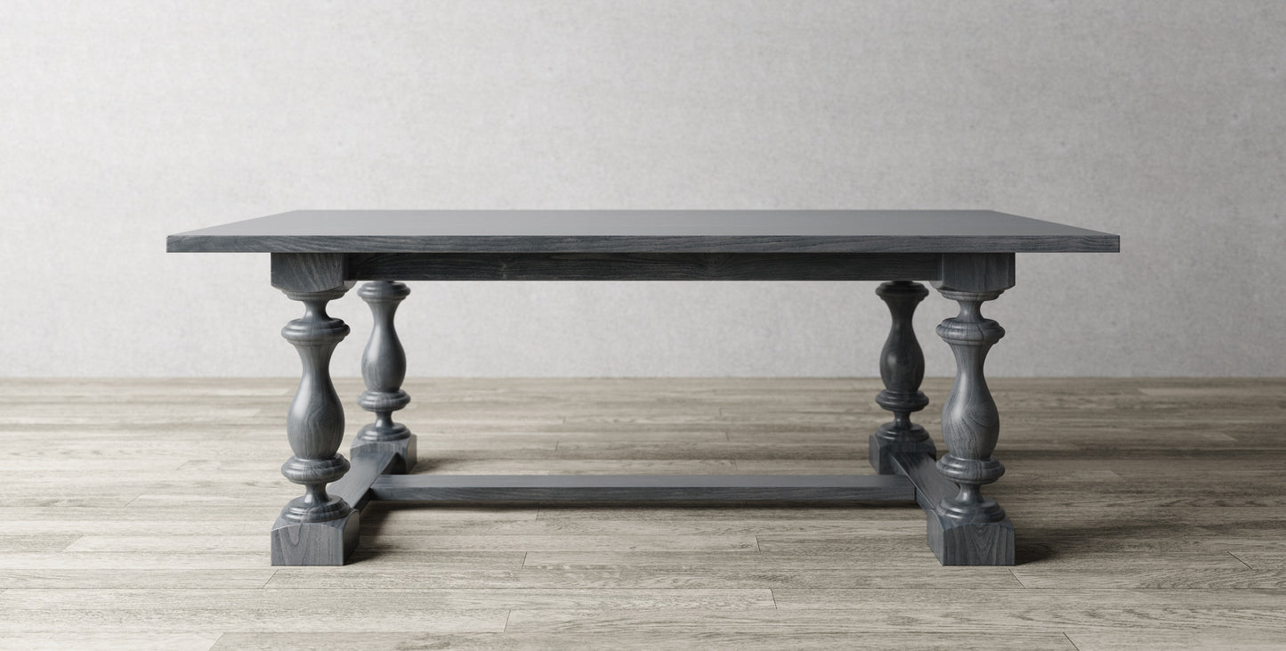 84x40" Teak Stowe Dining Table, Smooth Anthracite Grey Finish
