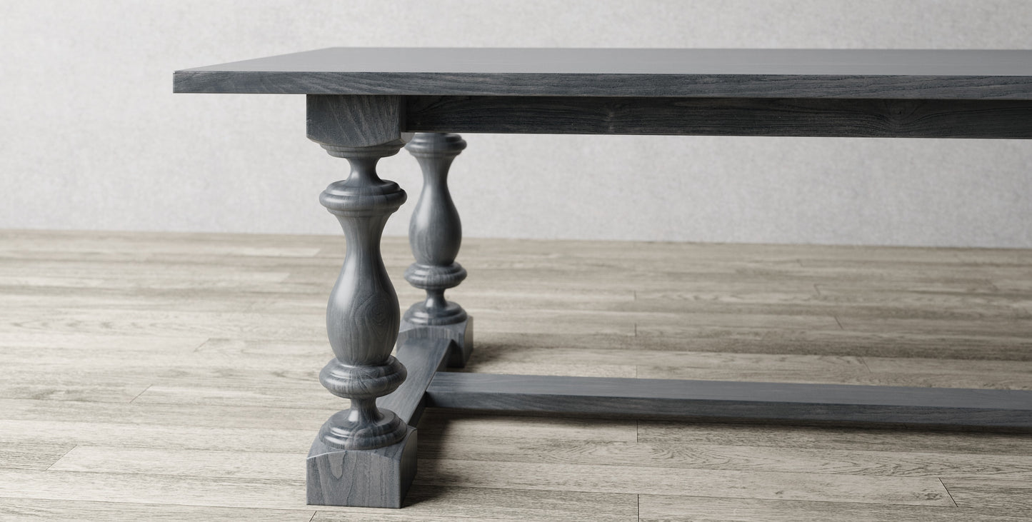 84x40" Teak Stowe Dining Table, Smooth Anthracite Grey Finish