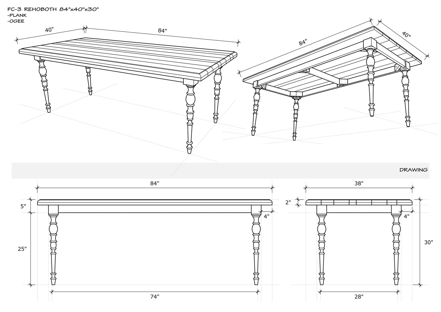 84x40" Rohoboth Teak Dining Table, Brushed-Textured Sun-Bleach Finish