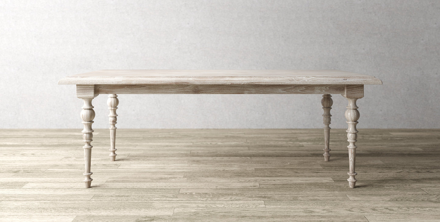 84x40" Rohoboth Teak Dining Table, Brushed-Textured Sun-Bleach Finish
