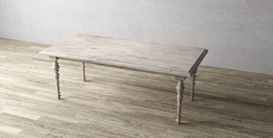 84x40" Rohoboth Teak Dining Table, Brushed-Textured Sun-Bleach Finish