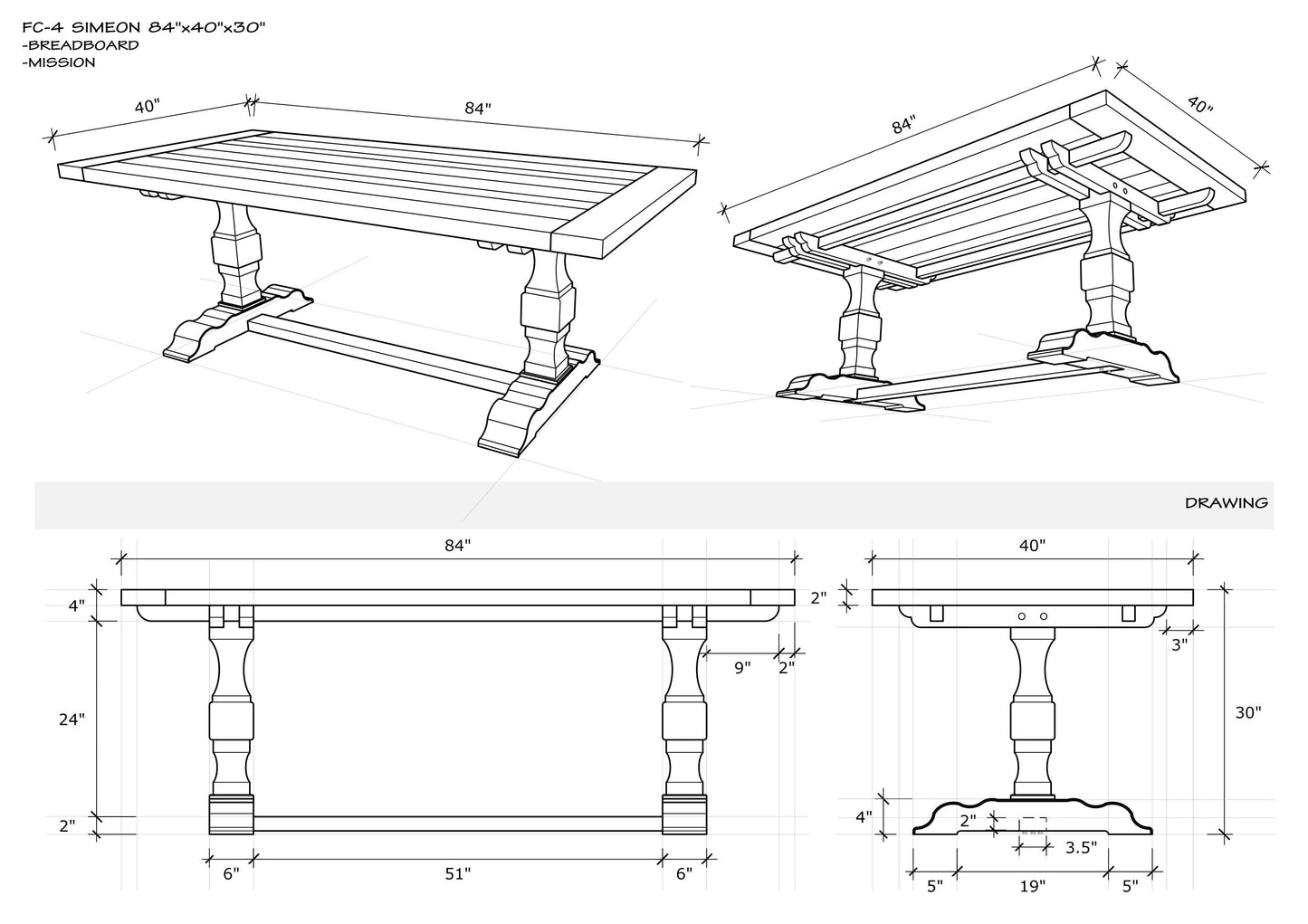 84x40" Simeon Teak Dining Table, Brushed-Textured Cocoa Finish